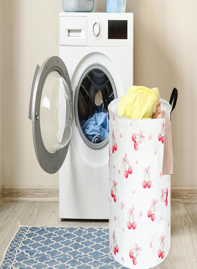 VAIVUSTO Cherry Print Round Laundry Hamper Storage Basket Bins Clothes Nursery Hamper for Home, Gift Storage Bins with Handles - Image 3